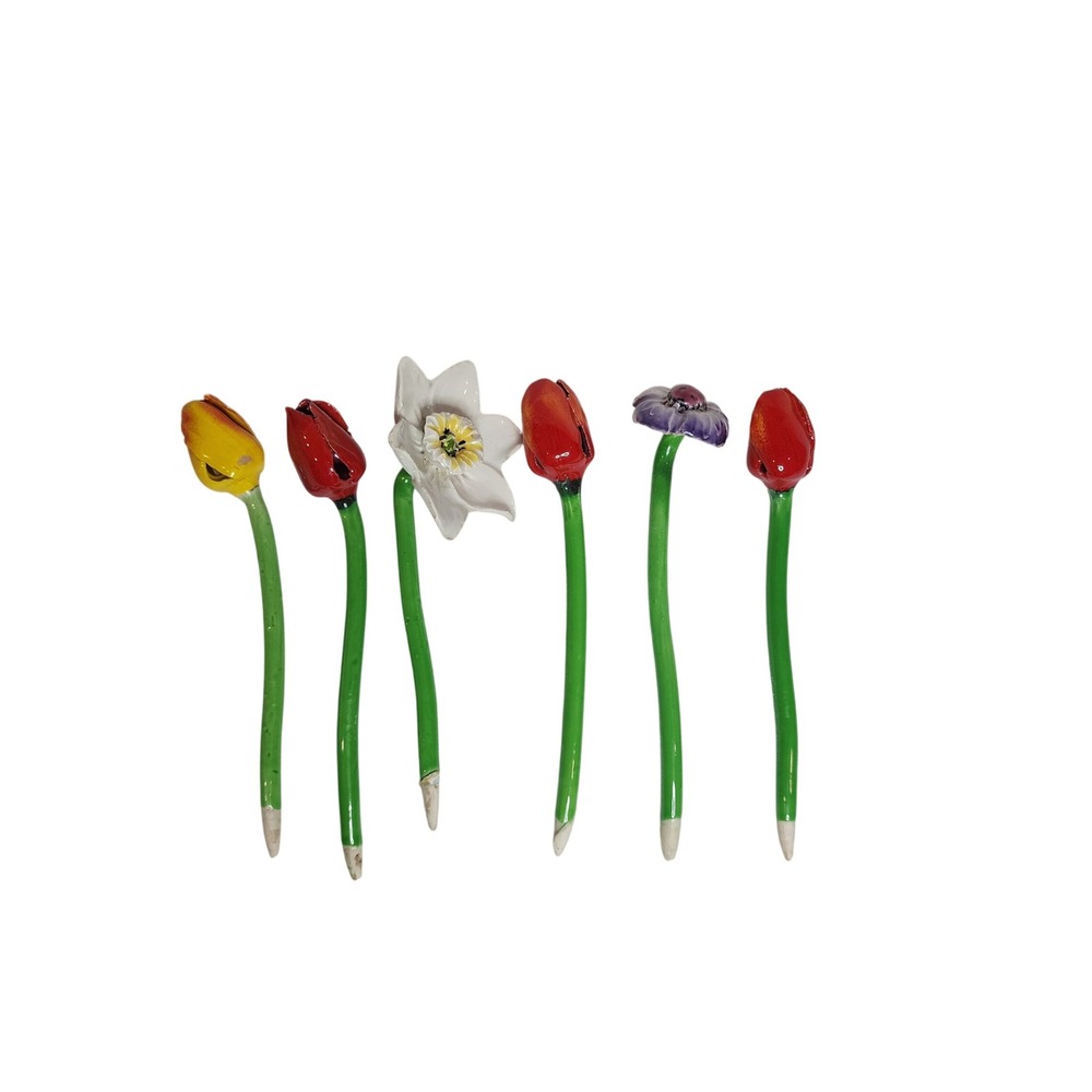 Vintage Capodimonte Italian Porcelain Flowers Set of 6 Tulips Narcissus Daisy